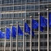 epa06040850 (FILE) - A file photograph dated on 14 June 2012 (re-issued on 21 June 2017) shows European Union flags waving outside the EU Commission headquarters in Brussels, Belgium. The Jury of the 2017 Princess of Asturias Award for Concord, announced the European Union (EU) as the winner of the 2017 Princess of Asturias Award for Concord during a ceremony held in Oviedo, province of Asturias, northern Spain, on 21 June 2017.  EPA/OLIVIER HOSLET