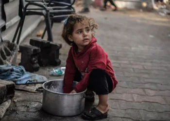 Hungry child in Gaza - Image by Anadolu Agency