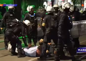 Антивладини протести, Белград, 28 јуни 2025 (фото извор: видео во живо, ТВ Информер)
