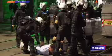 Антивладини протести, Белград, 28 јуни 2025 (фото извор: видео во живо, ТВ Информер)