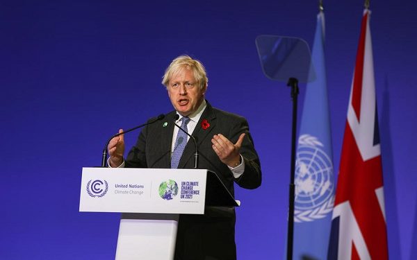 Britain's Prime Minister Boris Johnson delivers a speech during the opening ceremony of the UN Climate Change Conference (COP26) in Glasgow, Britain, 01 November 2021. .  EPA-EFE/EMILY MACINNES / POOL