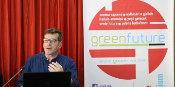 Џабир Дерала, ЦИВИЛ говори на настанот „Зелена иднина“ во Штип, 5 септември 2019. Фото: Г. Наумовски/ЦИВИЛ