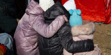 War refugees from Ukraine at the Slovak border crossing Vysne Nemecke, on March 6, 2022. Ukrainians are fleeing the war after Ukraine was attacked by Russia. (CTK Photo/Ondrej Deml)