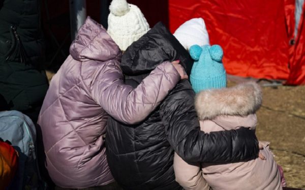 War refugees from Ukraine at the Slovak border crossing Vysne Nemecke, on March 6, 2022. Ukrainians are fleeing the war after Ukraine was attacked by Russia. (CTK Photo/Ondrej Deml)