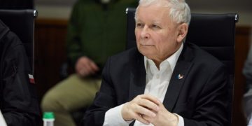 Polish Deputy Prime Minister Jaroslaw Kaczynski visits Kyiv, Ukraine, on March 15. (Ukrainian Presidency/Anadolu Agency/Getty Images)