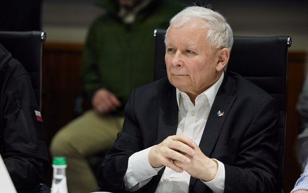 Polish Deputy Prime Minister Jaroslaw Kaczynski visits Kyiv, Ukraine, on March 15. (Ukrainian Presidency/Anadolu Agency/Getty Images)