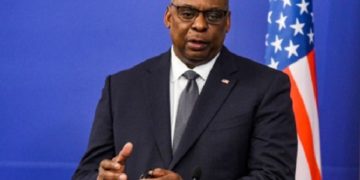 US Defense Secretary Lloyd Austin attends a press conference during his visit in Sofia, Bulgaria, 19 March 2022. (Photo by Georgi Paleykov/NurPhoto)