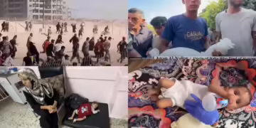 Mass starvation spreading across Gaza
photo source- screenshots from a video of Democracy Now!