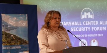 Министерката за одбрана, Славјанка Петровска, на Безбедносниот Форум на Маршал центарот, Охрид, 29 август 2022