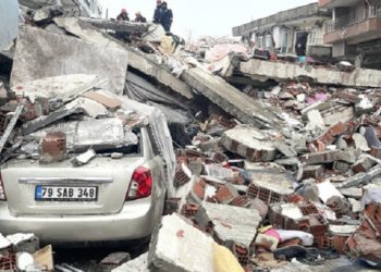 ADIYAMAN, TURKIYE - FEBRUARY 07: Search and rescue team work at the site in Adiyaman following 7.7 and 7.6 magnitude as the earthquakes hit Turkiye's Kahramanmaras, on February 07, 2023. Early Monday morning, a strong 7.7 earthquake, centered in the Pazarcik district, jolted Kahramanmaras and strongly shook several provinces, including Gaziantep, Sanliurfa, Diyarbakir, Adana, Adiyaman, Malatya, Osmaniye, Hatay, and Kilis. Later, at 13.24 p.m. (1024GMT), a 7.6 magnitude quake centered in Kahramanmaras' Elbistan district struck the region. Turkiye declared 7 days of national mourning after deadly earthquakes in southern provinces. ( Müslüm Etgü - Anadolu Agency )