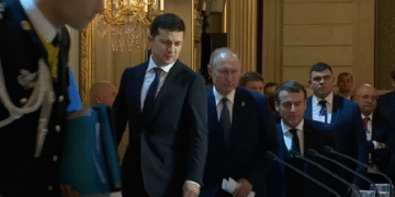 Последната и единствена средба меѓу Зеленски и Путин во Париз во декември 2019 година. Фото: Скриншот од видео на kremlin YouTube каналот