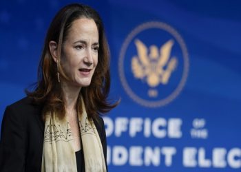 President-elect Joe Biden's Director of National Intelligence nominee Avril Haines speaks at The Queen theater, Tuesday, Nov. 24, 2020, in Wilmington, Del. (AP Photo/Carolyn Kaster)