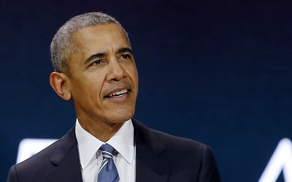PARIS, FRANCE - DECEMBER 02:  Former US President Barack Obama delivers a speech during the 7th summit of "Les Napoleons" at Maison de la Radio on December 2, 2017 in Paris, France. Obama is the exceptional guest of "Les Napoleons" summit, a bi-annual symposium, created in 2015, dedicated to all the actors of innovation in communication and development around the world.  (Photo by Chesnot/Getty Images)