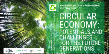 Еден од банерите на Неделата на циркуларна економија во организација на ЦИВИЛ во 2022 година