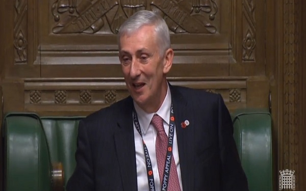 epa07972707 A grab from a handout video made available by the UK Parliamentary Recording Unit shows the new Speaker of the House Sir Lindsay Hoyle, addressing MPs after getting elected during a session of the House of Commons in London, Britain, 04 November 2019. The British parliament elected a new Speaker of the House of Commons for the first time in more than 10 years.  EPA-EFE/UK PARLIAMENTARY RECORDING UNIT HANDOUT MANDADOTY CREDIT: UK PARLIAMENTARY RECORDING UNIT  HANDOUT EDITORIAL USE ONLY/NO SALES HANDOUT EDITORIAL USE ONLY/NO SALES