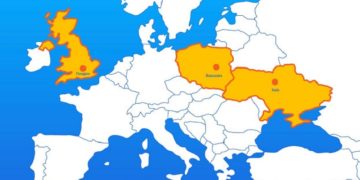 Новиот мал сојуз: Украина, Полска и Велика Британија (мапа од ФБ профилот на Министерот за надворешни работи на Украина, Дмитро Кулеба)
