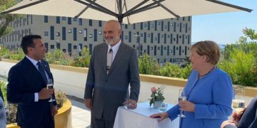 Зоран Заев, Еди Рама и Ангела Меркел, Тирана, септември 2021
