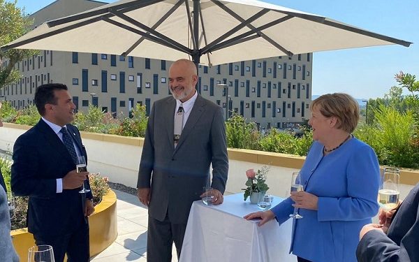 Зоран Заев, Еди Рама и Ангела Меркел, Тирана, септември 2021