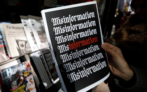 NEW YORK, USA - OCTOBER 30: A misinformation news stand is seen in Manhattan, New York, United States on October 30, 2018. The Columbia Journalism Review is aiming to educate news consumers about the dangers of fake news or disinformation. (Photo by Atilgan Ozdil/Anadolu Agency/Getty Images)