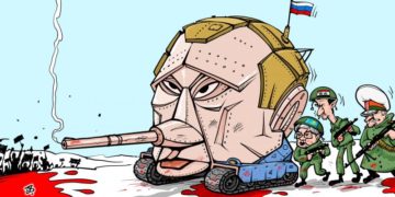 Eмад Хаџџај, Јордан, „Путин, заштитникот на диктаторите“ / Cartoon Movement, 12 јануари 2022