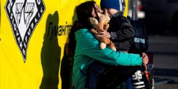 War refugees from Ukraine at the Slovak border crossing Vysne Nemecke, on March 6, 2022. Ukrainians are fleeing the war after Ukraine was attacked by Russia. (CTK Photo/Ondrej Deml)
