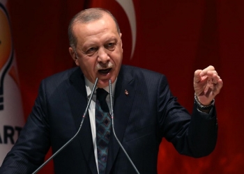epa07909656 Turkish President Recep Tayyip Erdogan addresses provincial chairmans of ruling Justice and Development Party (AKP) in Ankara, Turkey 10 October 2019. Turkey has launched an offensive targeting Kurdish forces in north-eastern Syria, days after the US withdrew troops from the area.  EPA-EFE/STR