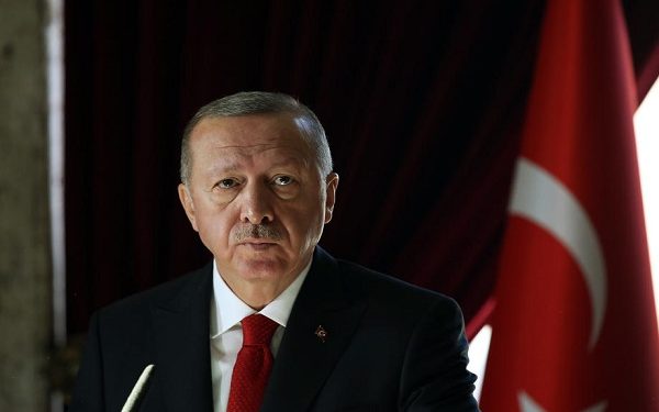 epa07985402 A handout photo made available by the Turkish Presidential Press Office shows Turkish President Recep Tayyip Erdogan speaks during a visit to the Mausoleum of Mustafa Kemal Ataturk, during a ceremony marking the 81th death anniversary of Mustafa Kemal Ataturk in Ankara, Turkey, 10 November 2019. Mustafa Kemal Ataturk, founder of modern Turkey, served as its first President from 1923 to his death on 10 November 1938 during which time Turkey was built into a modern and secular nation state  EPA-EFE/TURKISH PRESIDENTIAL PRESS OFFICE / HANDOUT  HANDOUT EDITORIAL USE ONLY/NO SALES