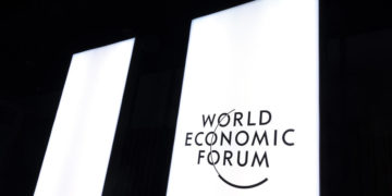 epa09691541 The logo of the World Economic Forum (WEF) pictured during the Davos Agenda 2022, in Cologny near Geneva, Switzerland, 17 January 2022. The Davos Agenda 2022 will be hosted virtually due to the Coronavirus pandemic. Global leaders will gather through a series of virtual plenaries to shape the principles, policies and partnerships needed in this challenging context.  EPA-EFE/SALVATORE DI NOLFI