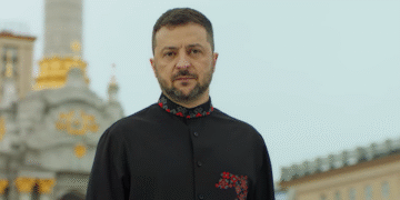 Ден на независноста на Украина, претседателот Володимир Зеленски на Плоштадот на независноста, Кијив, 24 август 2025 (фото извор: скриншот од видео)